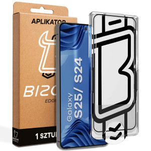 Szkło hartowane z ramką aplikacyjną Bizon Glass Aplikator Edge do Galaxy S25 / S24, 1 zestaw
