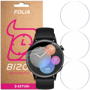 Folia ochronna na ekran zegarka Bizon Watch Film HydroFlex do Huawei Watch GT 3 42 mm Active, 3 sztuki