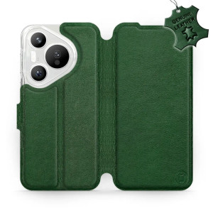 Etui z naturalnej skóry do Huawei Pura 70, Mobiwear Leather, zielone