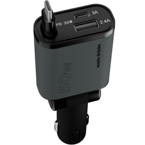 Ładowarka samochodowa Mobile Origin Car Charger CA27 PD 50W, USB-A, USB-C, z kablem USB-C, czarno-szara