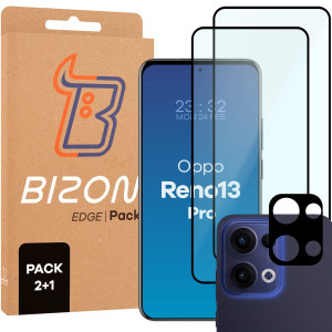 2x Szkło + szybka na aparat Bizon Glass Edge Pack do Oppo Reno13