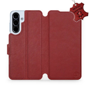 Etui z naturalnej skóry do Galaxy A56 5G, Mobiwear Leather, ciemno-czerwone