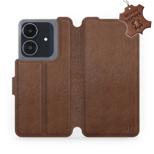 Etui z naturalnej skóry do Realme Note 60, Mobiwear Leather, brązowe