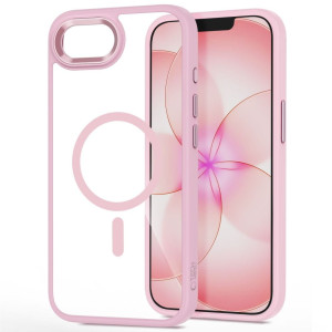 Etui z osłoną aparatu Tech-Protect Magmat MagSafe do iPhone 17e / 16e, przezroczysty, różowy