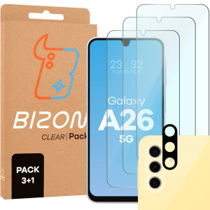 3x Szkło hartowane + szybka na aparat Bizon Glass Clear Pack do Samsung Galaxy A26 5G