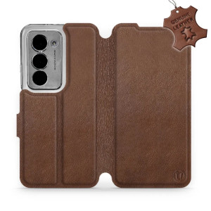 Etui z naturalnej skóry do Xiaomi Redmi 15 5G, Mobiwear Leather, brązowe