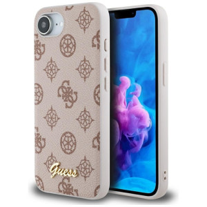 Etui Guess Peony Script Logo MagSafe do iPhone 17e / 16e, różowe