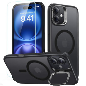 Etui + szkło ESR Classic Hybrid KickStand do iPhone 16 do MagSafe, półprzezroczysto-czarne