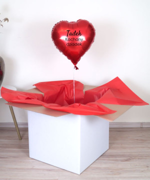 Balon serce z helem oraz napisem - Imię + Kochany dziadek