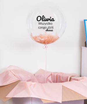 Wielki balon w pudełku z napisem - Wszystko czego dziś chcesz