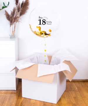 Balon gigant kula z helem w prezentowym pudełku na 18 - Birthday Princess