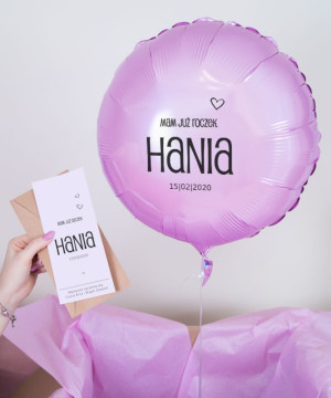 Balon z helem oraz kartką - Pierwsze urodziny