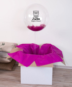 Ogromny balon kula z helem - Sowa Mądra Głowa z imieniem