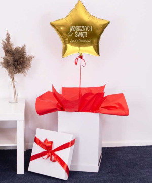 Świąteczny prezent dla pracownika - balon gwiazdka z helem i personalizacją