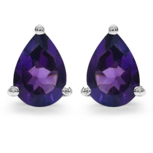 MIA 7 Srebrne kolczyki z ametystami małe łezka sztyft 1,3 ct.