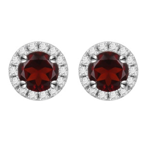 FUNK RED Srebrne kolczyki z granatami małe 2,2 ct.