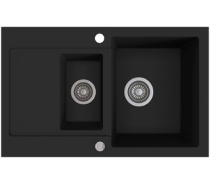 Zlewozmywak granitowy Kernau KGS H 6080 1,5B1D Deep Black