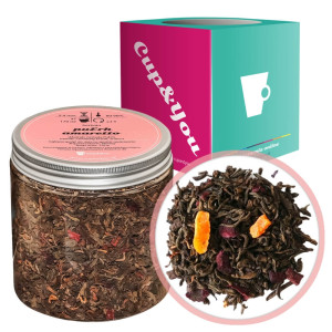 Herbata czerwona pu-erh AMARETTO premium liściasta sypana herbatka PuErh morele czerwony burak aromat na prezent podarunek upominek dla kobiety faceta