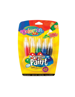 Farba plakatowa Colorino w tubie z wbudowanym pędzelkiem 5 kolorów