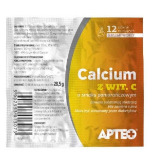 APTEO CALCIUM C folia smak pomarańczowy x 12 tabletek musujących