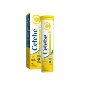 Cetebe Witamina C 1000 + Acerola + B-complex smak cytrynowy x 20 tabletek musujących