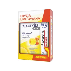 Ascorvita Max x 30 tabletek + Ascorvita Max Mus smak cytrynowy x 20 tabletek musujących