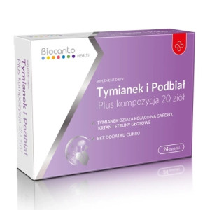 Tymianek i Podbiał Plus kompozycja 20 ziół x 24 pastylki do ssania