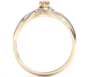 Pierścionek z różowego złota z topazem miodowym Swarovski i cyrkoniami BP-73B-TOP-HON/C