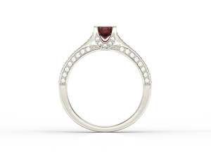 Pierścionek z białego złota z granatem i brylantami 0,42 ct wzór LP-50B