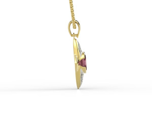 Wisiorek z żółtego złota z rubinem i diamentami 0,06 ct wzór APWm-80Z-R