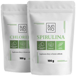SunVio Chlorella tabletki + spirulina tabletki (2x400 tabletek)