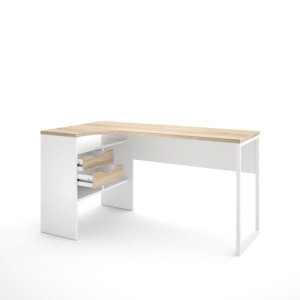 Biurko narożne białe / dąb trufla mat 145 cm Function