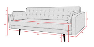 Sofa 3-osobowa tapicerowana fioletowa Cavan