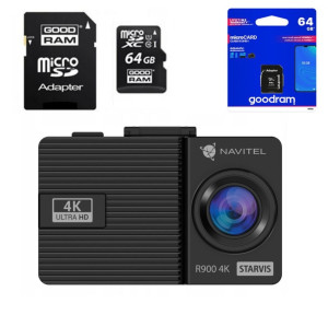Zestaw Wideorejestrator NAVITEL R900 4K UHD + MAPY + KARTA 64 GB