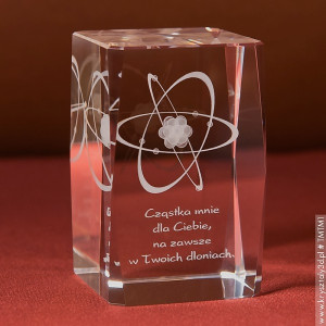 Atom 3D z Twoją dedykacją • średnia statuetka 3D • GRAWER 3D