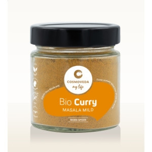 Ajuwerdyjska łagodna przyprawa Curry Masala BIO 80g Cosmoveda (nowe szklane opakowanie)
