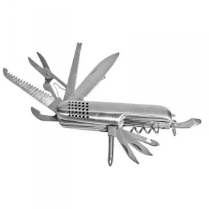 Scyzoryk metalowy 11 funkcji w etui+GRAWER