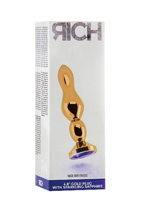 ZATYCZNA ANALNA zdobiona 4,8 Inch - R4 - Gold Plug - 4,8 Inch - Purple Sapphire