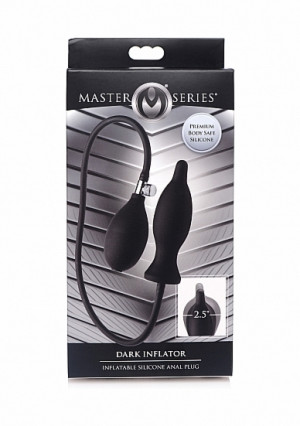 Pompowany silikonowy korek analny Dark Inflator - czarna AG200 - Dark Inflator Silicone Inflatable Plug - Black