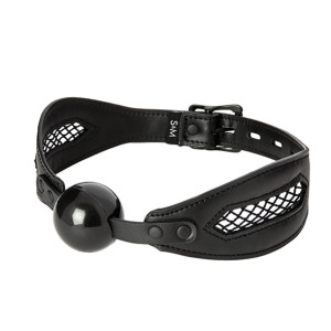 Knebel z opaską z siateczki - S&M Fishnet Ball Gag
