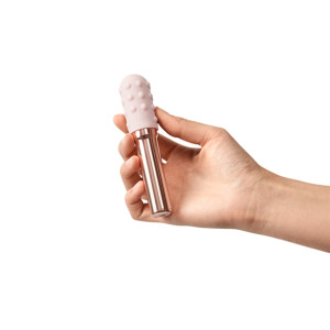 Ekskluzywny wibrator klasyczny z nakładkami - Le Wand Grand Bullet Rechargeable Vibrator Rose Gold