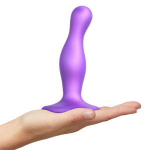 Dildo strap-on do punktu G i prostaty - Strap-On-Me Dildo Plug Curvy Metallic Purple L