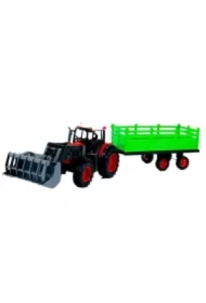 Traktor z turem i przyczepą na siano