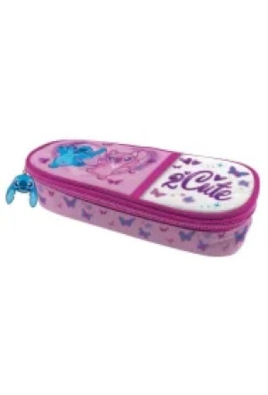 Piórnik szkolny z klapką Stitch Pink