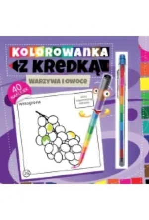 Kolorowanka z kredką. Warzywa i owoce