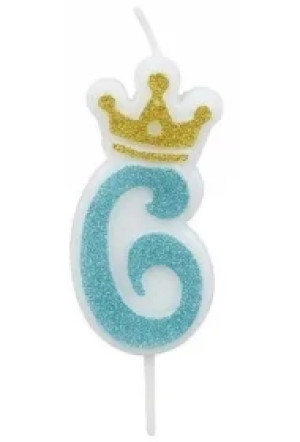 Świeczka 6 niebieska 6,8cm PARTY GO
