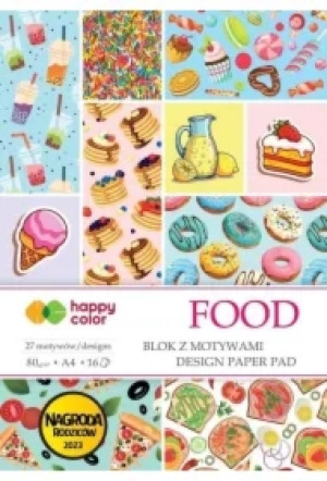 Blok z motywami FOOD, 80g/m2, A4, 27 motyw, Happy Color