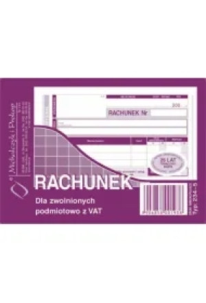 Druk Rachunek/Zwolnienie z podatku VAT A6