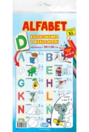 Alfabet. Kolorowanka z naklejkami. Format XL