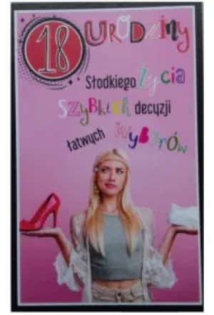Kartka okolicznościowa Urodziny 18 dziewczyna